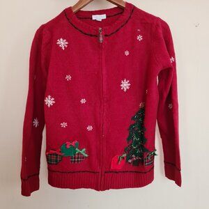 Vintage Christmas Hand Decoration Zip Up Cardigan